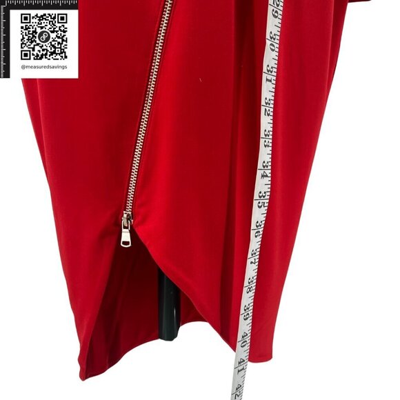 Medium - NWOT RACHEL Rachel Roy - Red Long-Sleeve Knee-Length Zippered Dress - Picture 6 of 9